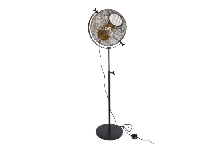 Staande lamp "Draad" verstelb. goud/zwart metaal 48x48x160cm
