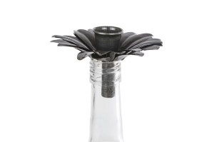 Kandelaar voor wijnfles "Gerbera" gl.zwart