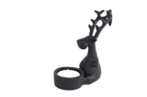Theelichth "Moose" zwart metaal