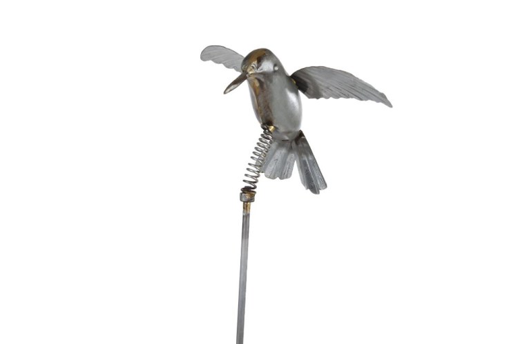 Tuinsteker kolibri oud zink metaal