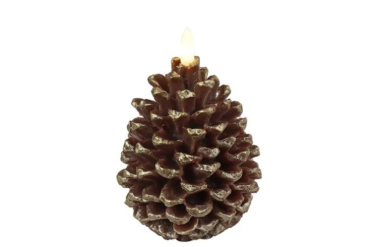 Dennenappelkaars LED Lyon M bruin