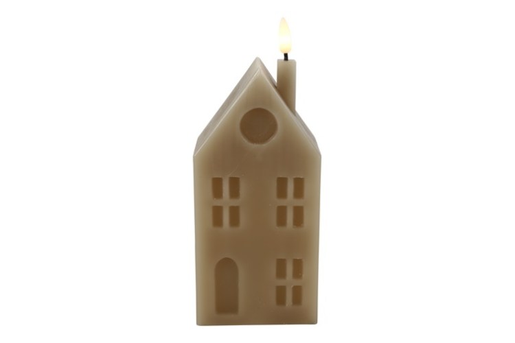 Huis kaars LED L taupe