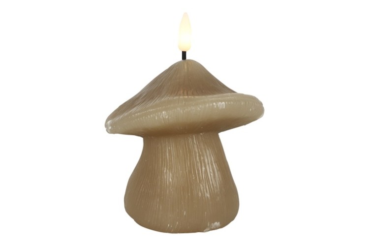 Paddestoel kaars LED  S Taupe