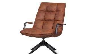 Jouke draaifauteuil met armleuning kunstleer cognac