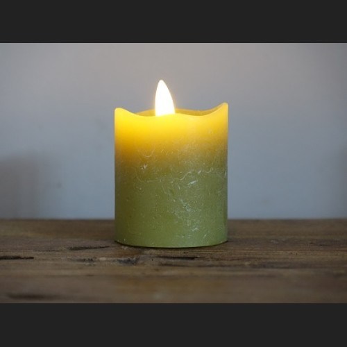 Stompkaars LED rustiek antiek Ø 5 cm groen set van 2