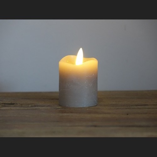 Stompkaars LED rustiek antiek Ø 5 cm grijs set van 2