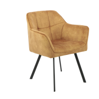 Eetkamerstoel Emma Velvet | Yellow | Met armleuning