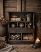 grutterskast, wandrek landelijk, houten wandkast, stoer wandrek, industrieel rek, landelijke woonaccessoires, aura peeperkorn stijl, hoffz stijl, keukenrek, wanddecoratie hout, opbergkast klein, decoratief wandrek, sober wonen