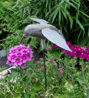 Tuinsteker kolibri oud zink metaal 