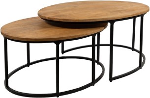 Leipzig salontafel ovaal, set van 2, Smooth Natural - Must Have Collection