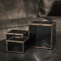 Glazen opbergdoos messing