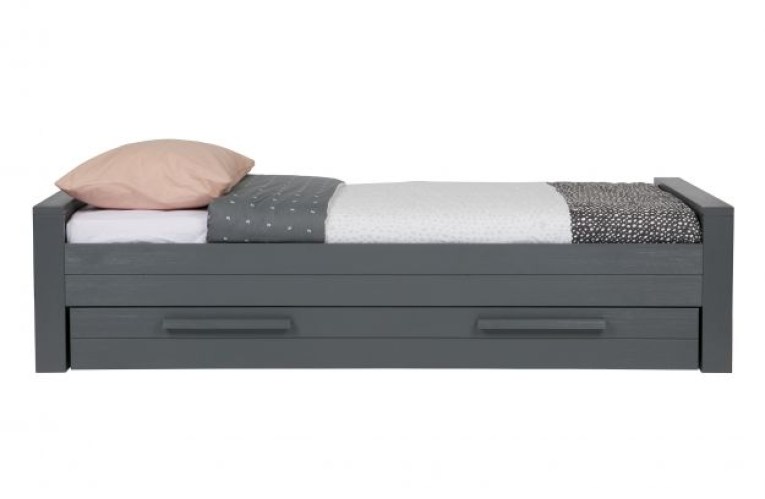 Dennis Bed 90x200 Cm Grenen Steel Grey Geborsteld [fsc]