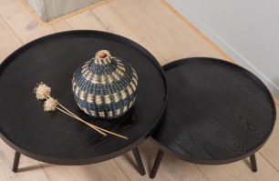 Mesa bijzettafel l hout zwart 34xø60 Woood
