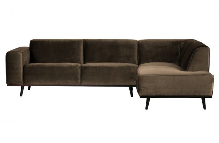 Statement Hoekbank Rechts Fluweel Taupe
