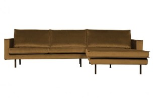 Rodeo Chaise Longue Rechts Velvet Honing Geel