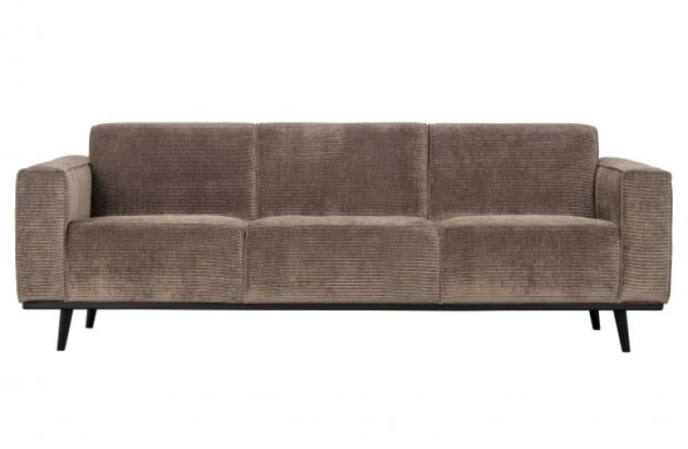 Statement 3-zits Bank 230 Cm Brede Platte Rib Taupe