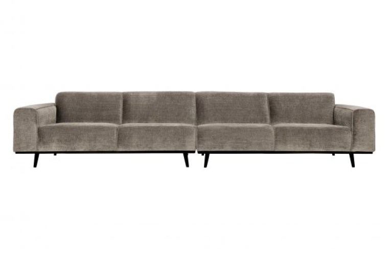 Statement Xl 4-zits Bank 372 Cm Platte Brede Rib Clay