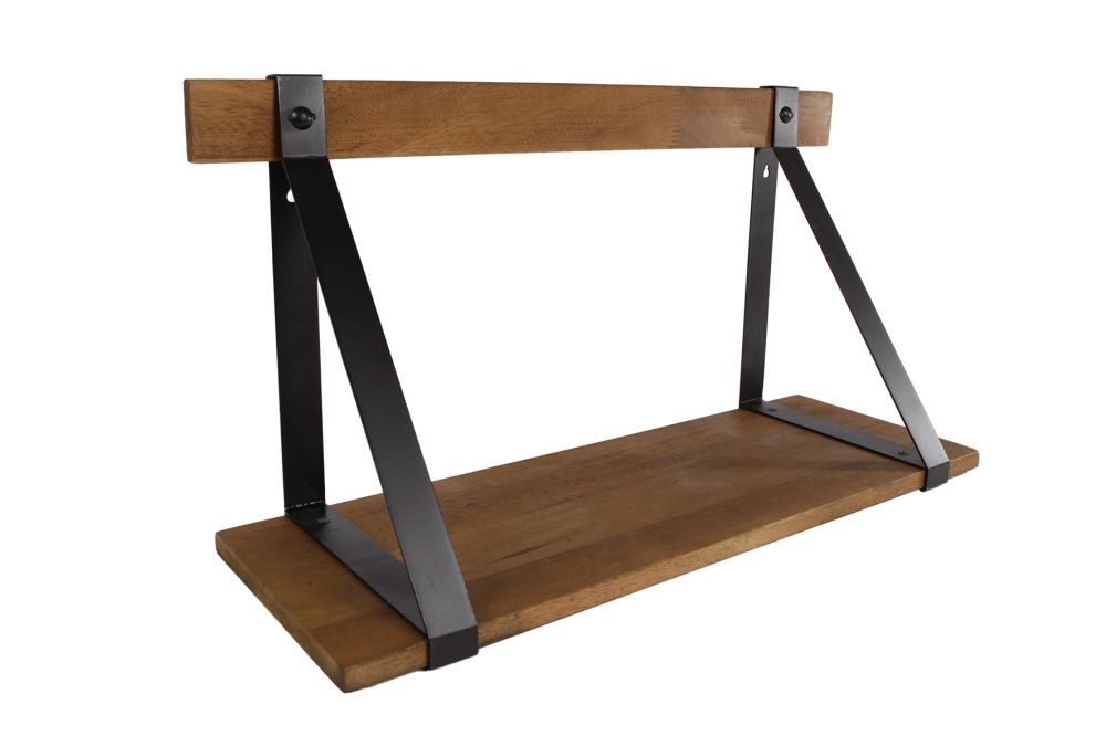 Tegen Sprong argument Wand - en tijdschriftrekken : wandplank hout met metalen dragers L