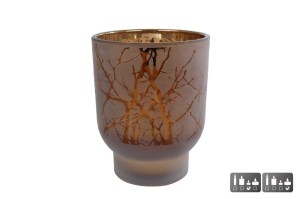 Theelichthouder / waxinehouder Twig  L bruin glas 10x10x12,5cm