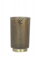 Tafellamp LED Ø12x18 cm LEOPARD glas licht grijs / goud op batterij VanEtje Stoer Wonen