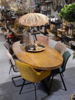 eettafel ovaal mangohout met metalen kruispoot 200 cm